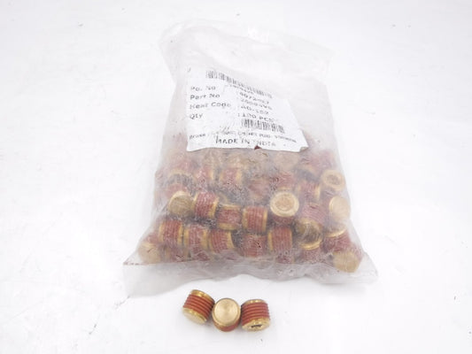 100 Pack Midland Industries 1/4"MNPT Vibraseal Brass C/S Hex Plugs 28094VS