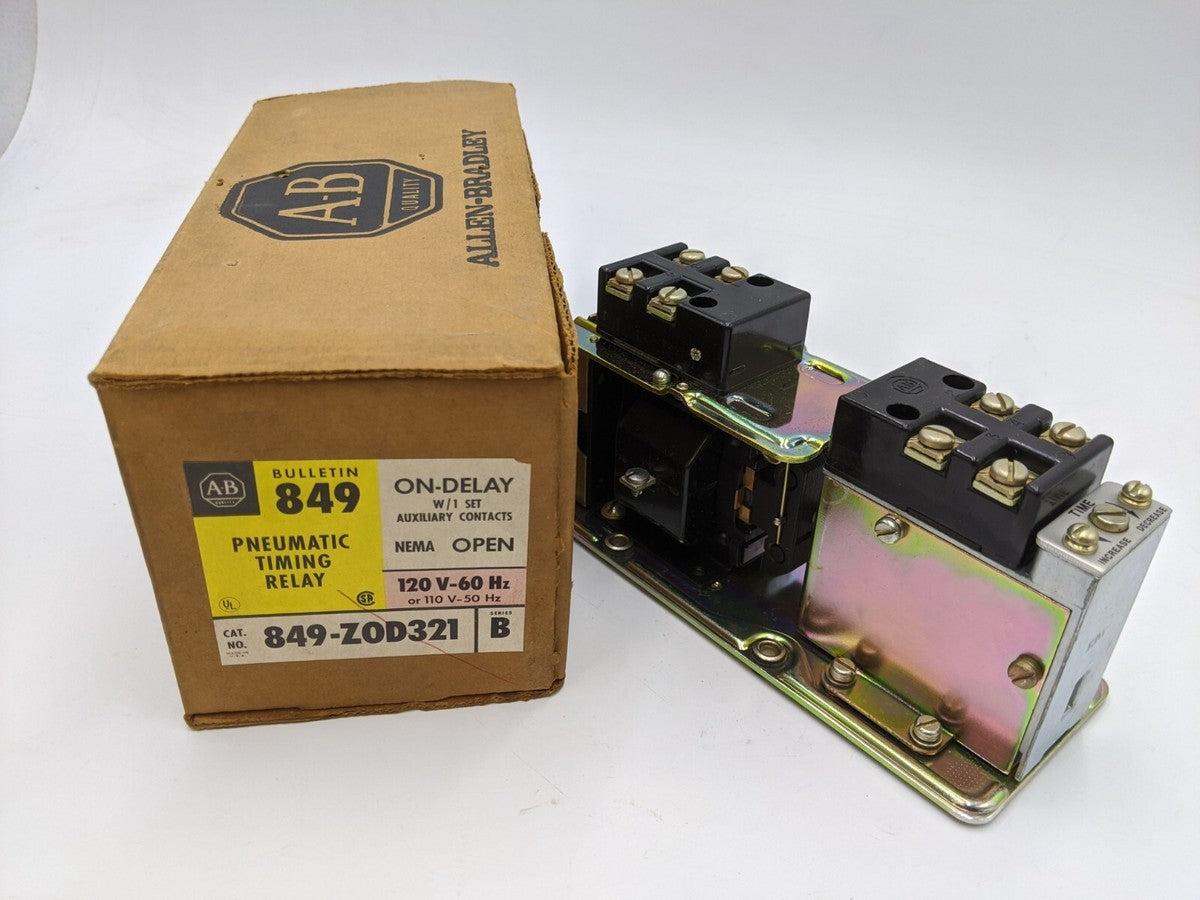 Allen Bradley 849 ZOD321 Pneumatic Timing Relay  Series B Open 120V 60A