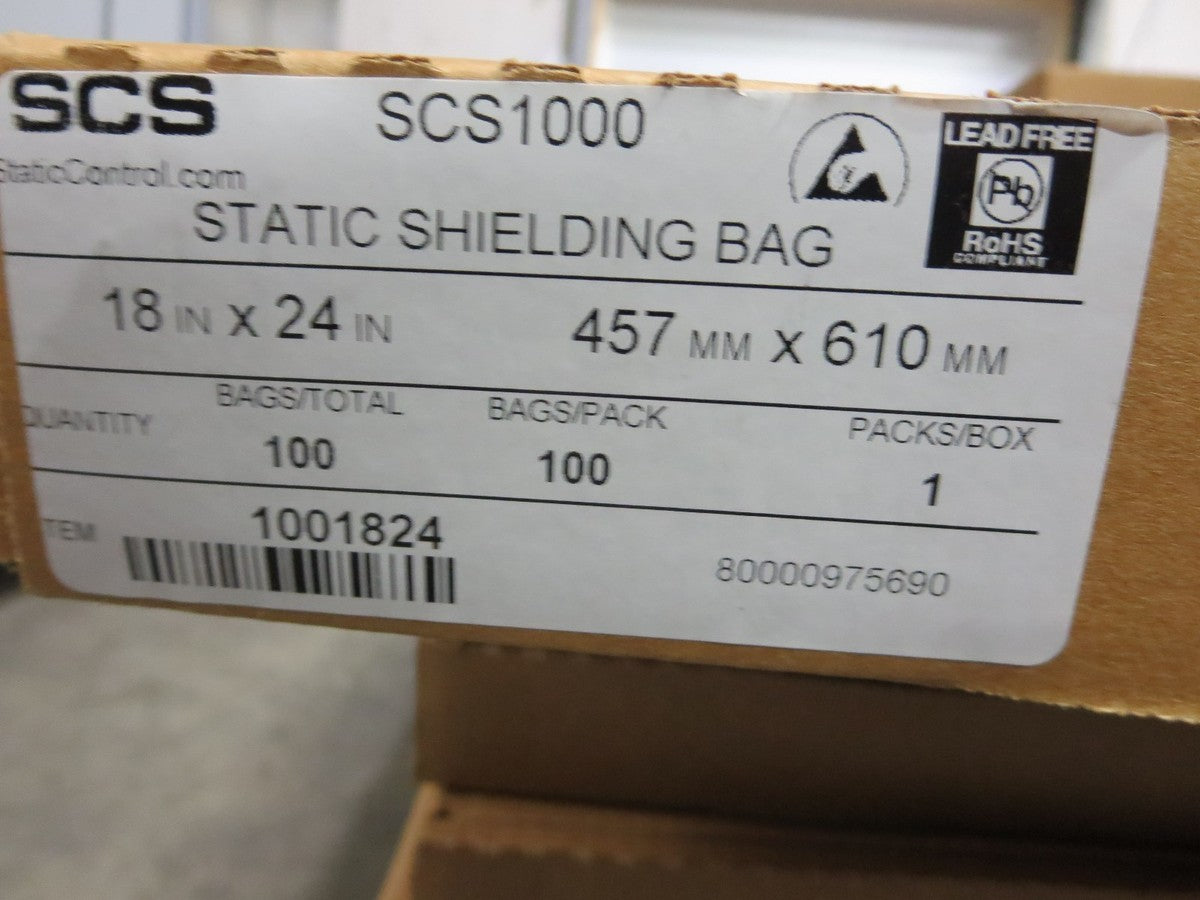 SCS, 1000 (1001824), Bag Static Shielding, 18" X 24", 100/Bx, NIB