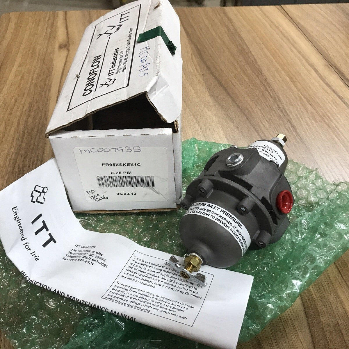 NEW ITT Conoflow Pressure Regulator 0-25 PSI FR95XSKEX1C I-T-T NIB