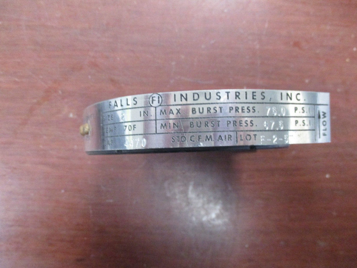 Falls 2" Rupture Disk 4470 70ºF F-2-57 75PSI Max burst pressure 