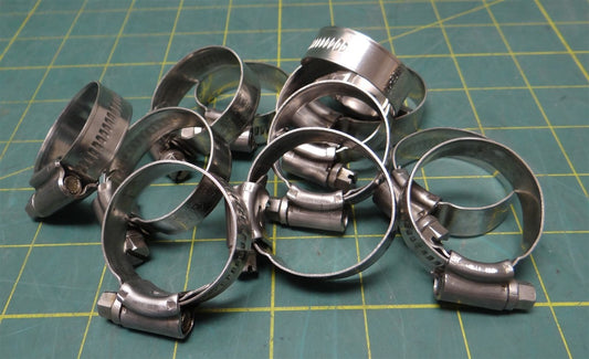 (Qty: 8) ABA 316032B Stainless Steel Hose Clamp 22-32mm Range SAE #12 1/2" Width