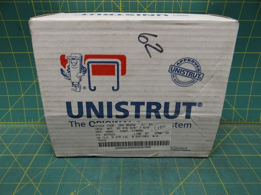 100 Unistrut P1008U 3/8"-16 Stainless Steel Spring Nut for P1000-P3000 Channel