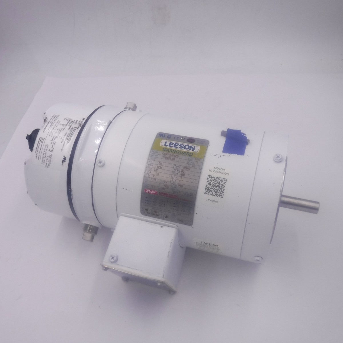 Leeson White Duck Brake Motor Washguard 116463.00 1/2HP 56C 1725RPM