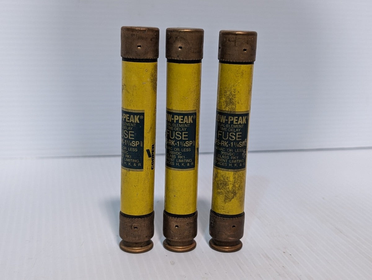 Lot of 3 Bussmann LPS-RK-1-1/4SP Fuses, 1.25A, 600VAC & Returns