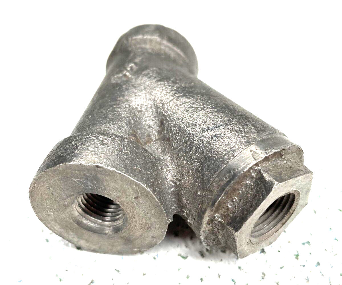 MUELLER Y Strainer 1/4" NPT Stainless Steel / 3/8" Blow-Off / 1/32" Perf. Screen