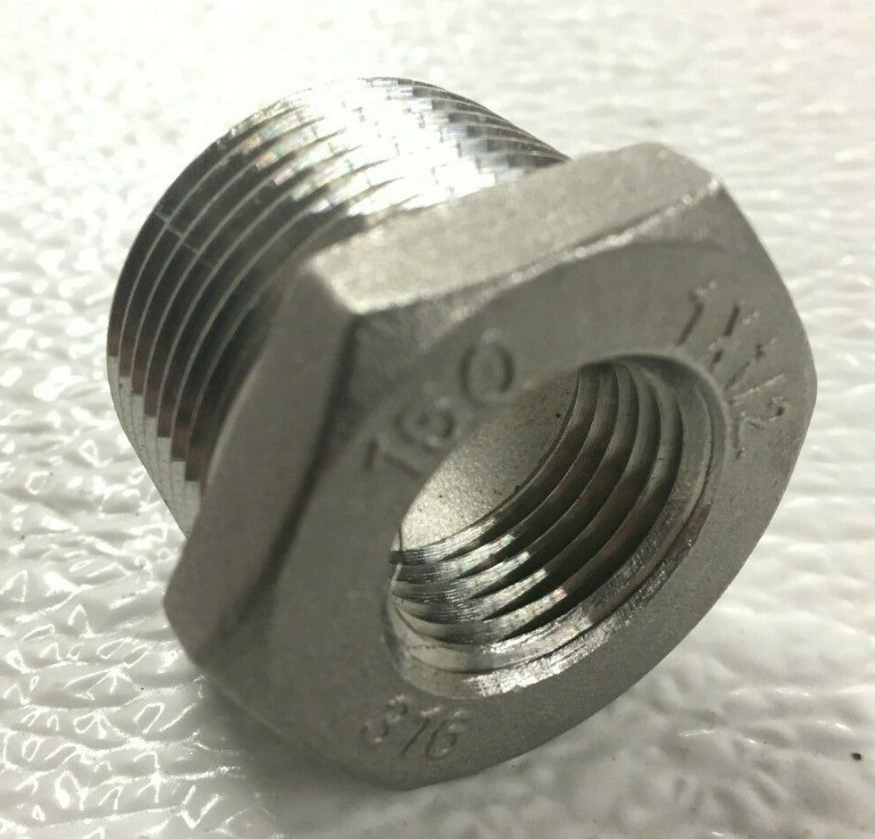 Hex Bushing 1" x 1/2" Stainless Steel Threaded Pipe / Conduit Fitting (Lot of 4)