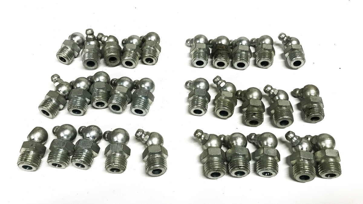 Unbranded 1/4 inch 45 degree Grease Zerk Fitting 1/4-45 [Lot of 30] NOS