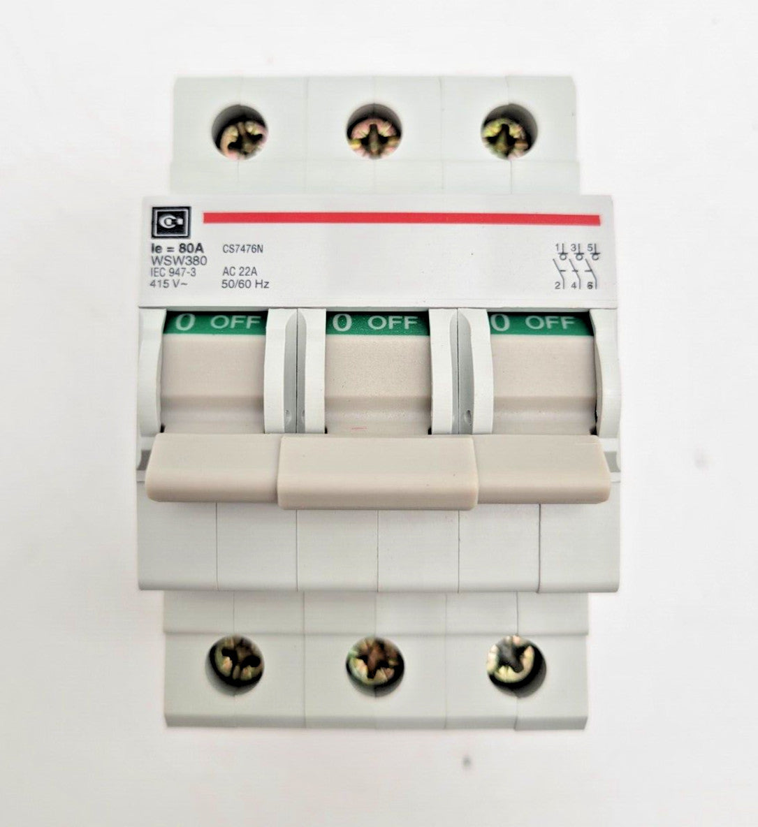 Cutler Hammer	WSW380 Switch Disconnector Circuit Breaker 80 Amp 3 Pole 415 VAC