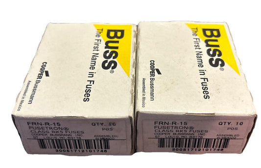 *QTY 17* Cooper Bussmann FRN Series Brass 15 Amp 250-Volt Time Delay Fuse NEW!b4