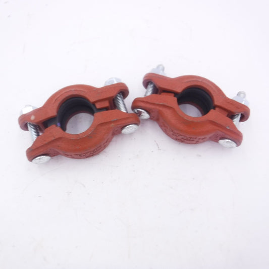 2 Pack 1" Slidelok Grooved Rigid Couplings 74FP Orange w/Violet Stripe Gasket