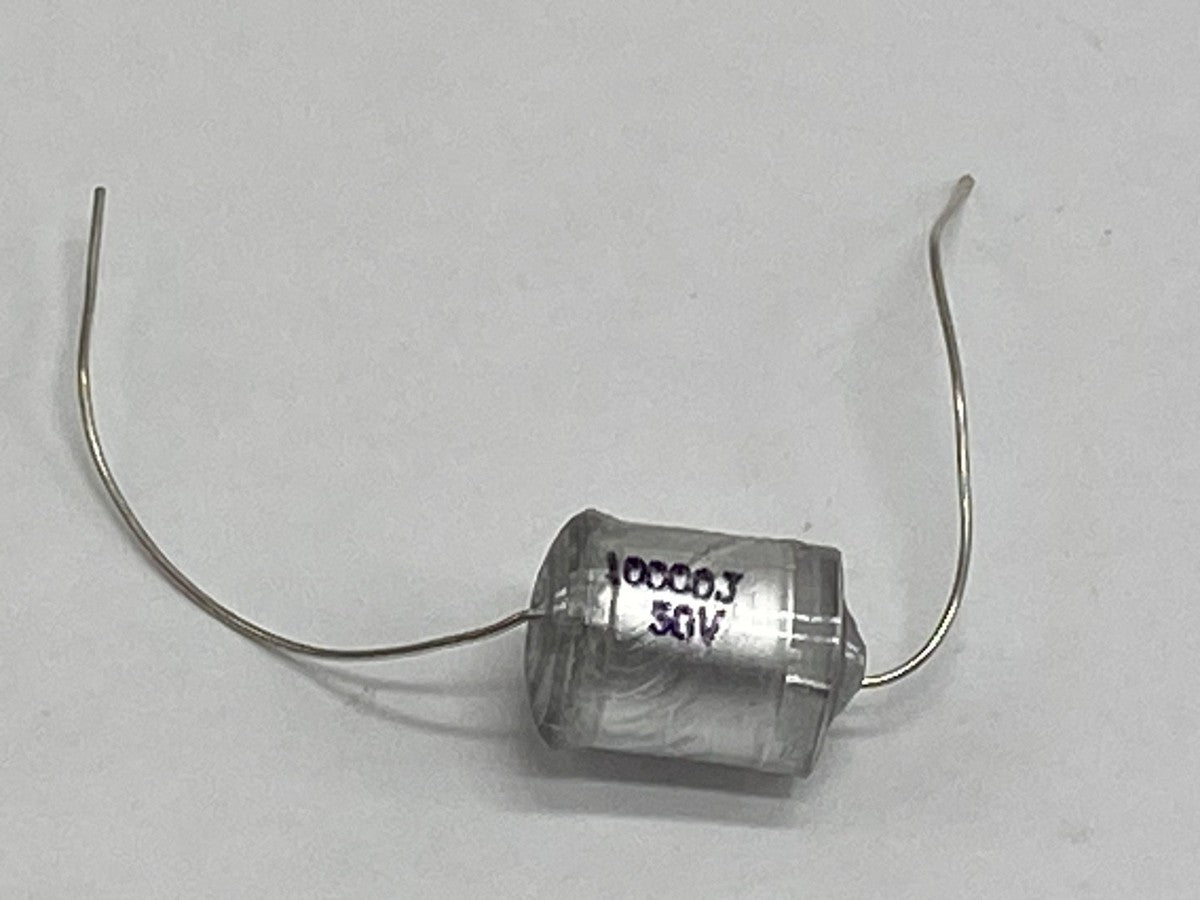 XICON polystyrene film capacitor axial lead 10000J50, 23PW series .01uf/50V