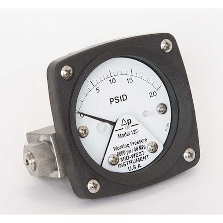 Midwest Instrument 120-Aa-00-Oo-20P Pressure Gauge,0 To 20 Psi