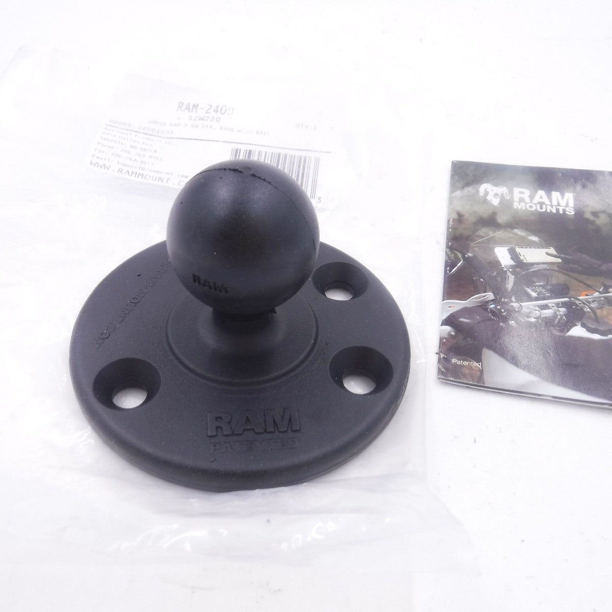 RAM Mount Aluminum 3.68" Round Base with 1.5" Ball RAM-240U