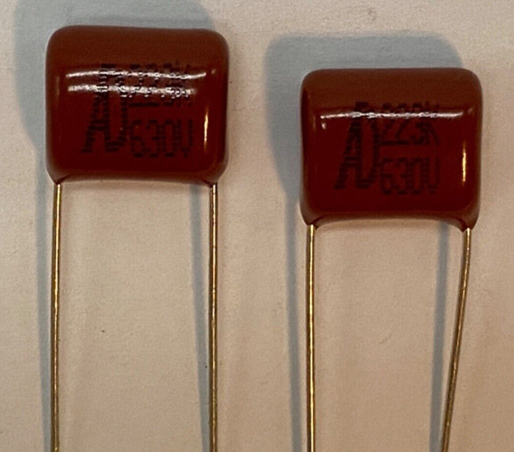 Pack of 2, AD Metalized Plastic Film capacitor 223K630V radial lead .022uf/630V