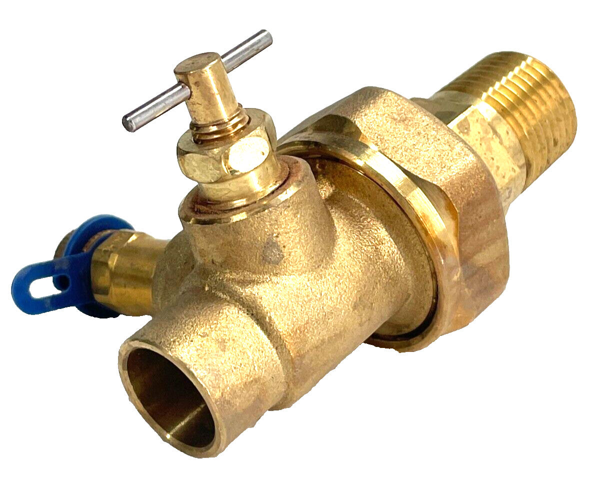 Brass Union w/ Air Vent & PT Port HVAC Fitting 1/2" Sweat x 1/2" Male NPT Union