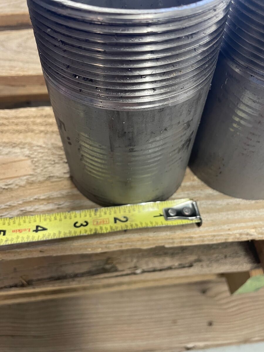 PIPE NIPPLE 3" Schedule 40 316L Stainless Steel Thread-One-End TOE  x 5" Long
