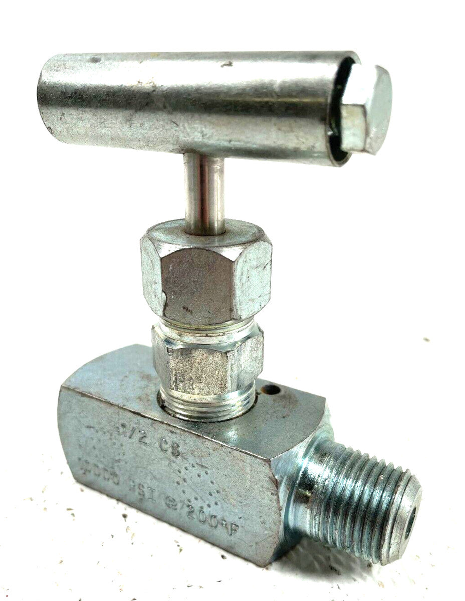 KF INDUSTRIES Needle Valve 1/2" 10,000 PSI Female x Male NPT Plated Steel *USA*