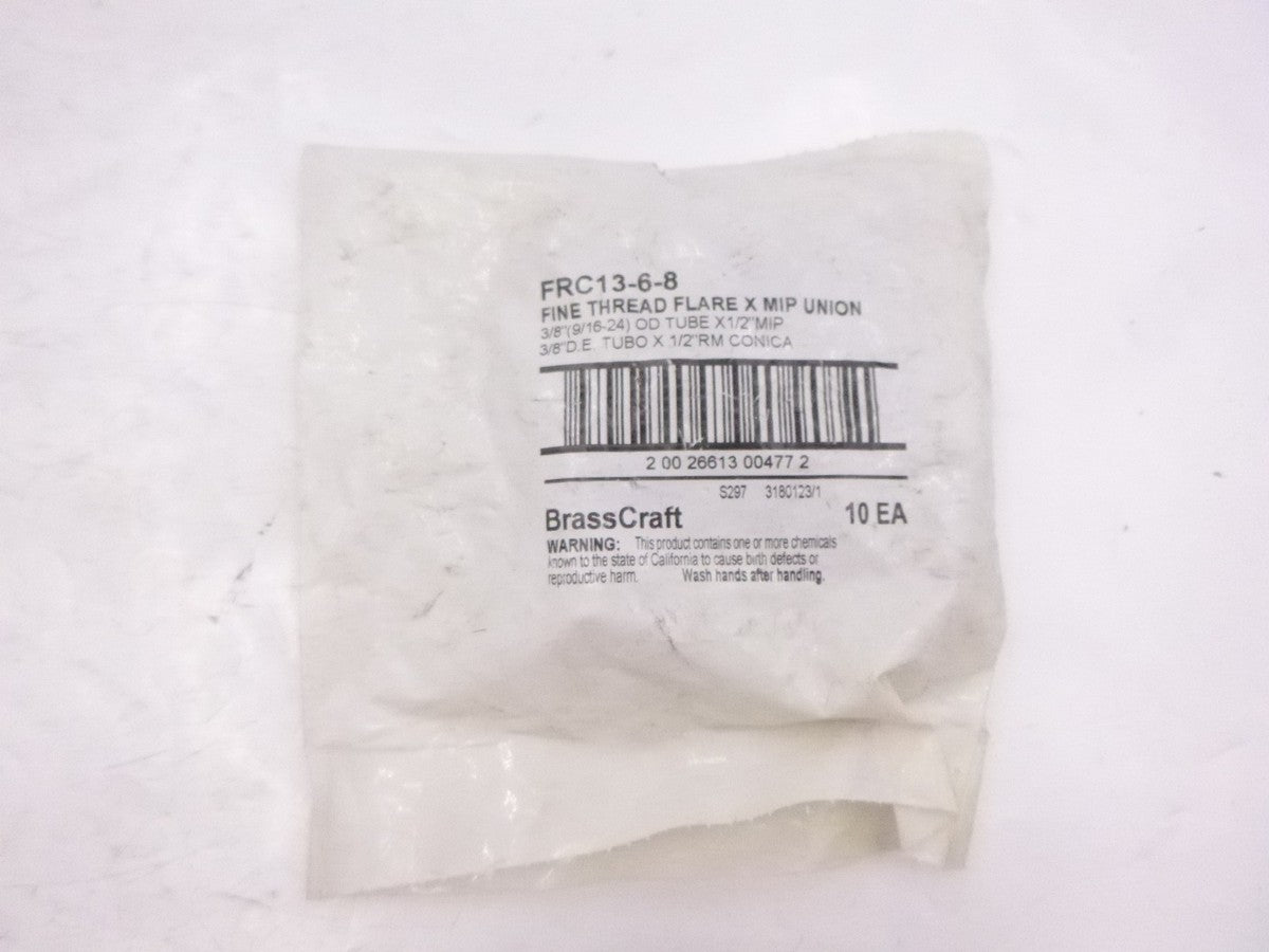 10 Pack BrassCraft FRC13-6-8 Fine Thread Flare Fittings x MIP Union 3/8"