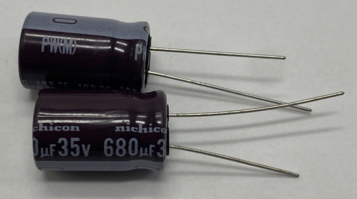 Pack of 2, Nichicon PW series UPW1V681MHD electrolytic capacitor 680uf/35V