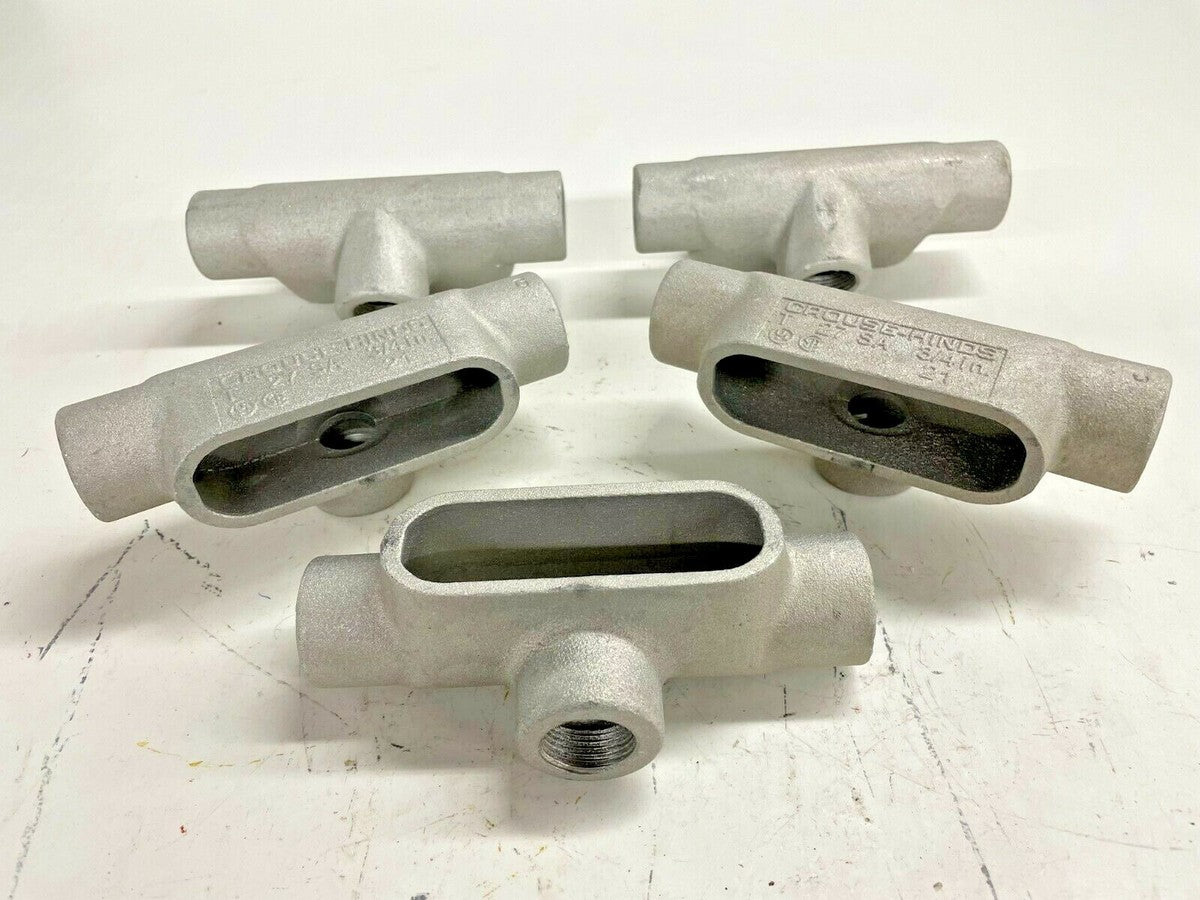 T27 SA Eaton Crouse-Hinds 3/4" Form 7 Aluminum Conduit Outlet Body (Lot of 5)
