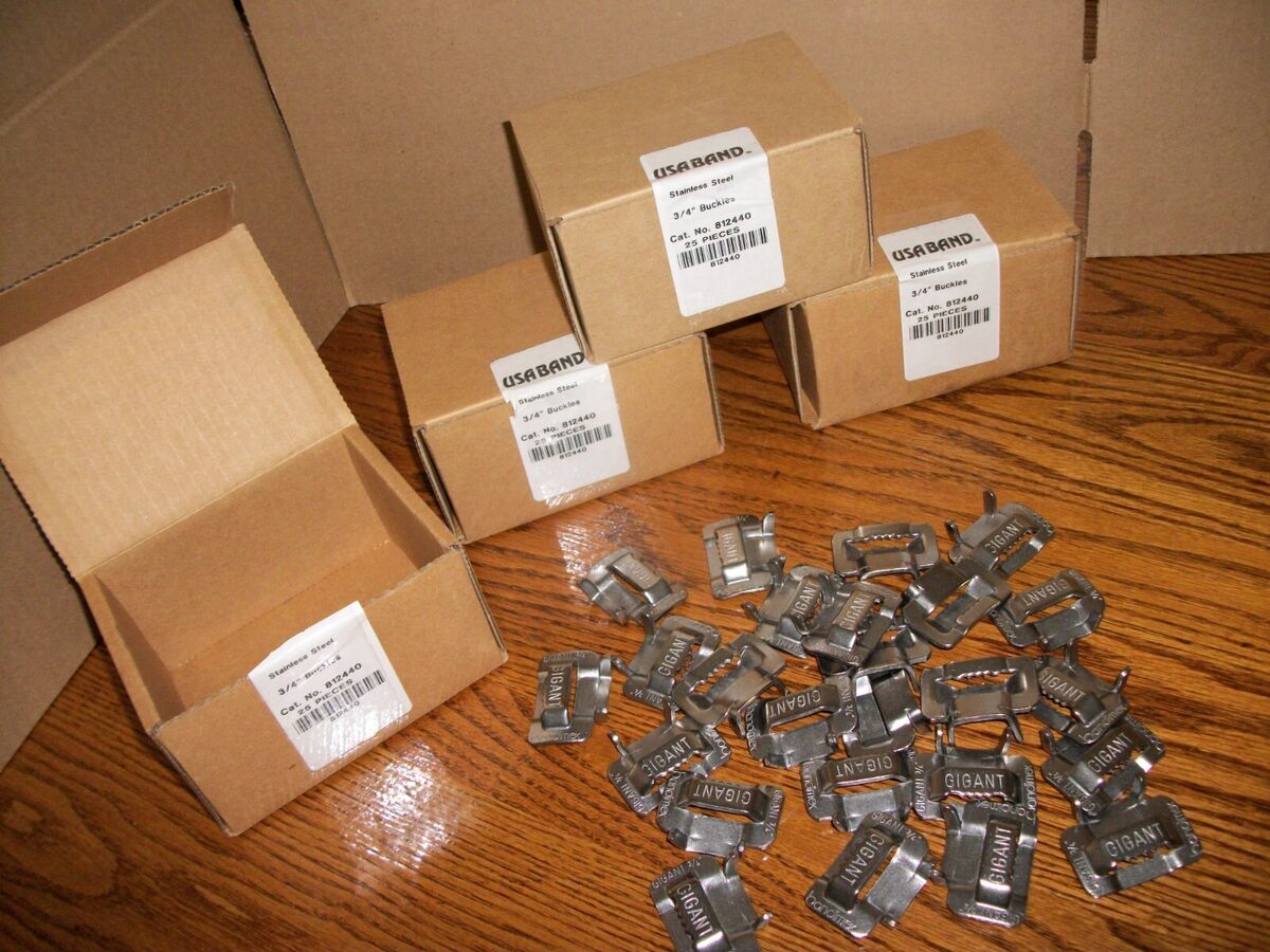 4 NEW BOXES 3/4 INCH   USABAND 201 STAINLESS STEEL BANDING STRAPPING BUCKLES