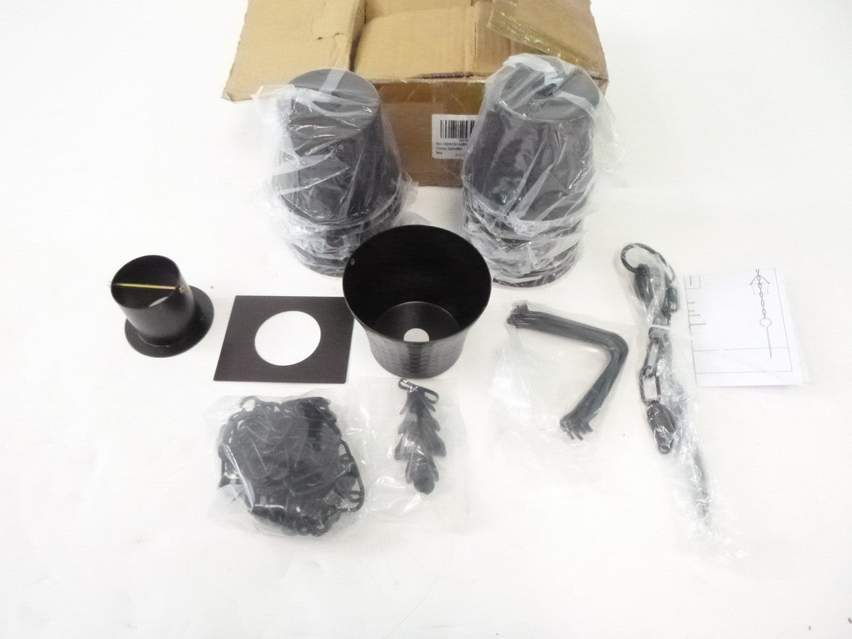Rain Chains for Gutters w/ Adapter 8.5' 14 Cups 1 Hook Wrought Iron Rain Chain