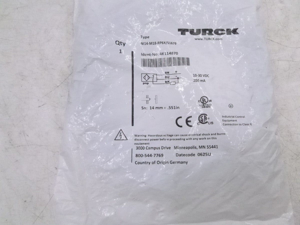 Turck Inductive Proximity Sensor  NI14-M18-RP6X/S1679 Switch W/ LED Indicacattor