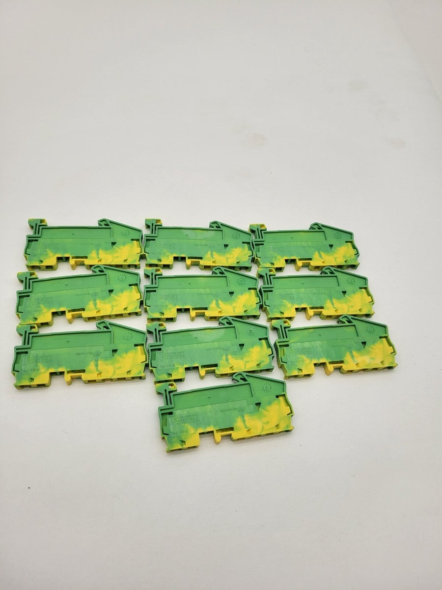 Lot of 10 Eaton IEC-60947-7-2 Terminal Block Screw Connection Yellow & Green