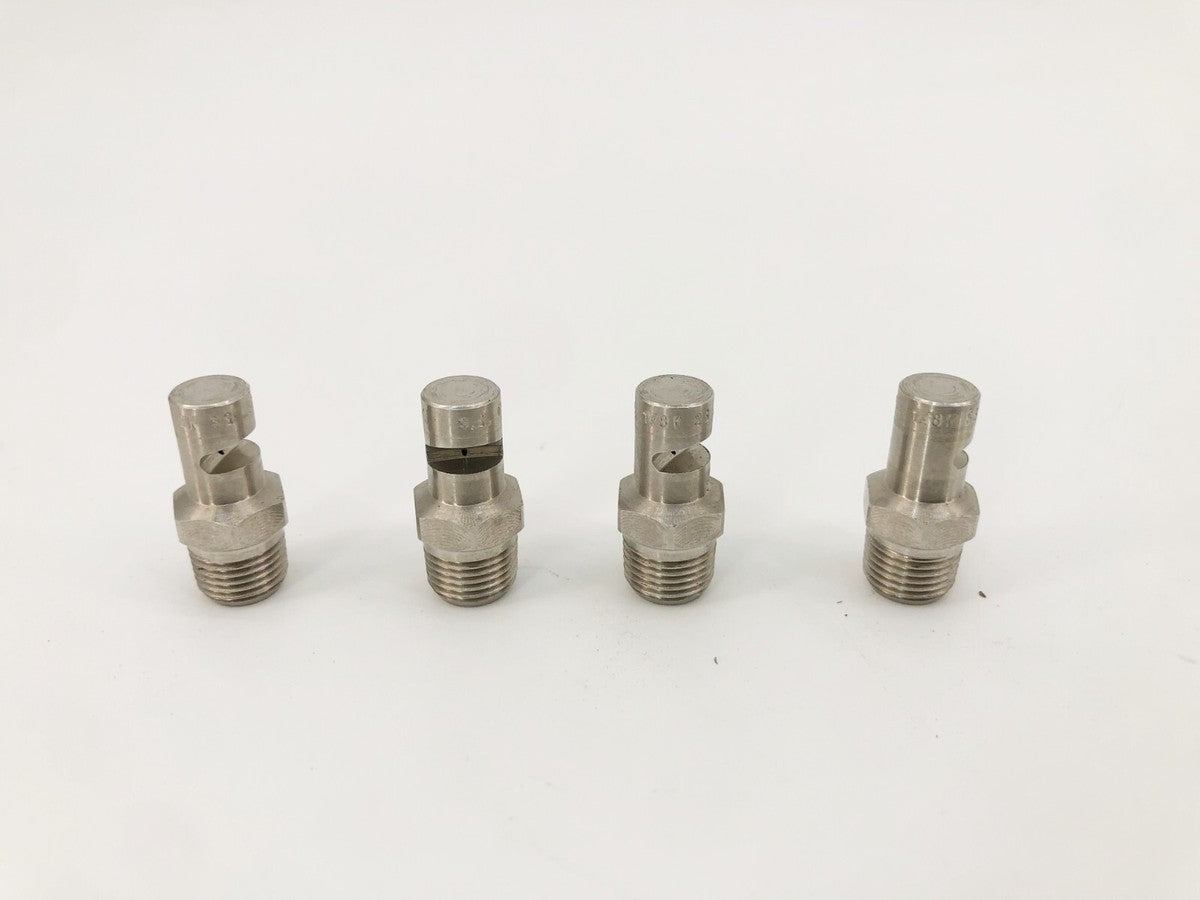Lot of 4 New Spraying Systems 1/8K-SS.50 FloodJet Spray Tip Nozzles Stainless