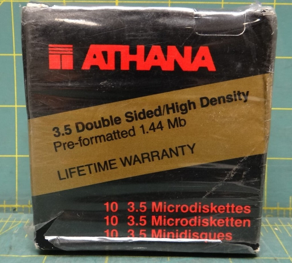 (10) Athana Double Sided High Density Diskettes 3.5" 1.44 MB Item# 48-6701