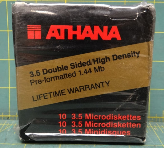 (10) Athana Double Sided High Density Diskettes 3.5" 1.44 MB Item# 48-6701