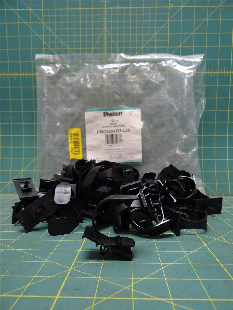 (Qty: 50) Panduit 1" Cable Push Mounting Wire Nylon Clip LWC100-H25-L20 Black