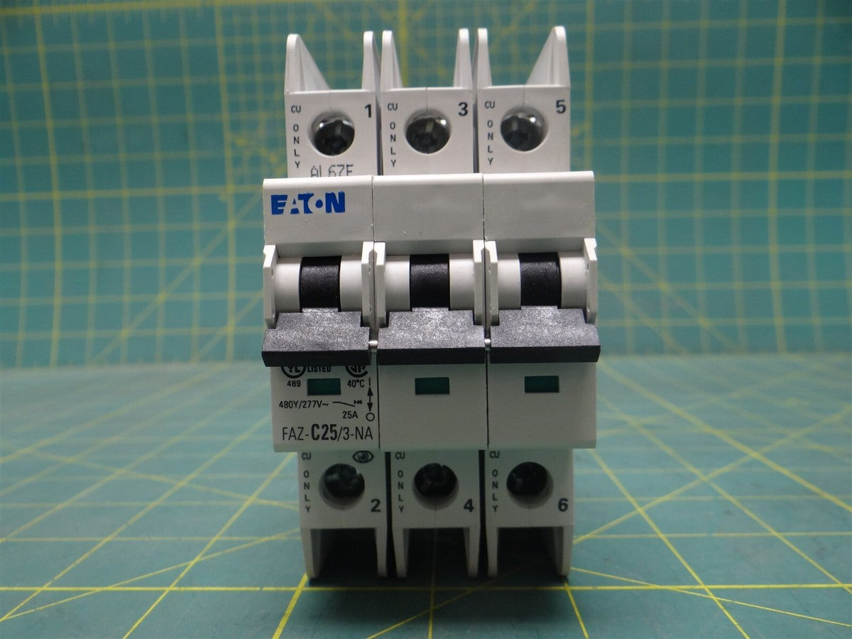 Eaton FAZ-C25/3-NA 25A,10kAIC, 14kAIC, 3-pole, 277/480V, C-Curve Circuit Breaker