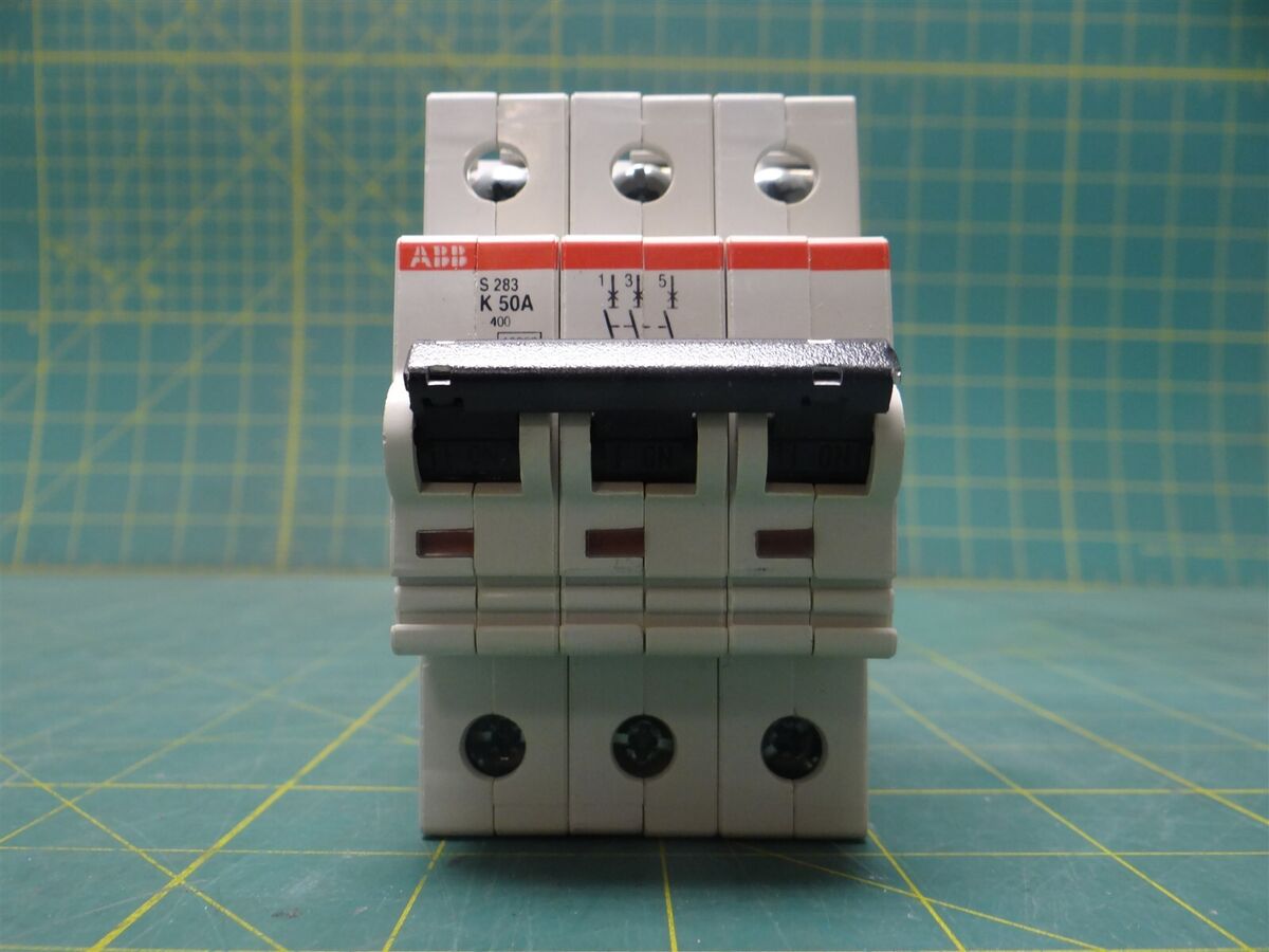 ABB 280 Series S283-K50A 3P, 3PH, 50A, 400Vac440Vdc 10kA@230V LI Circuit Breaker