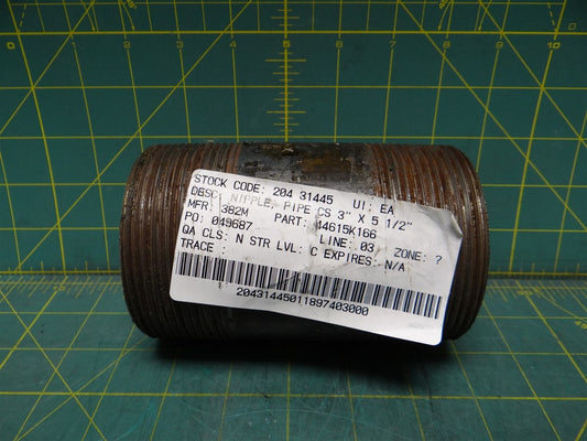 3/8" x 5-1/2" Black Pipe Nipple Schedule 80 Welded Carbon Steel 44615K166