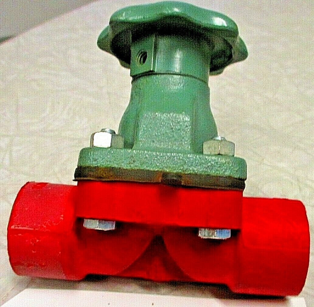 Diaphragm Valve GRINNELL 3/4" FNPT KYNAR Body Neoprene Diaphragm Iron Bonnet