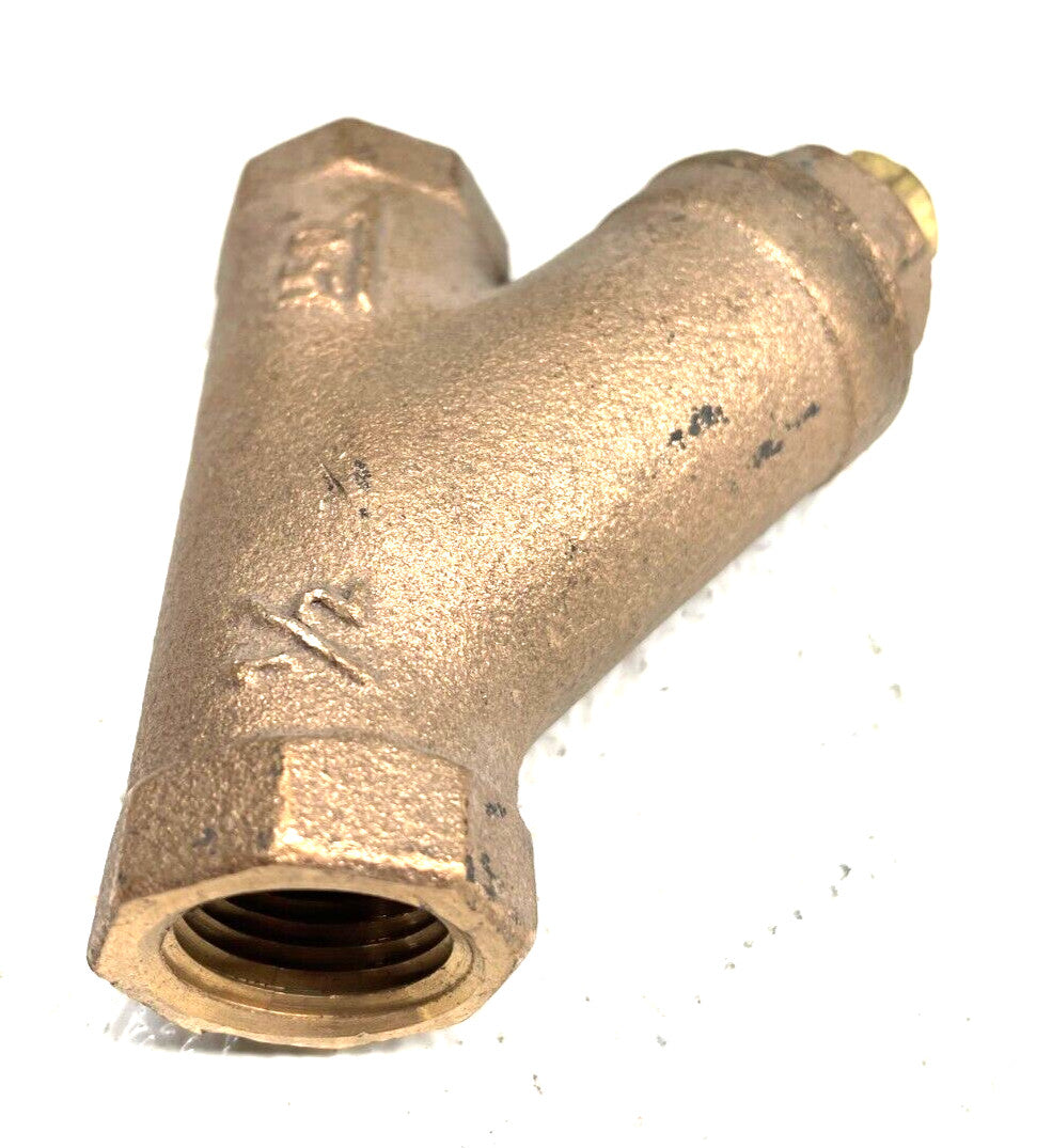 Bronze Y Strainer 1/2" NPT Thread Ends w/ 1/4" Blow-Off / 20-Mesh SS Screen