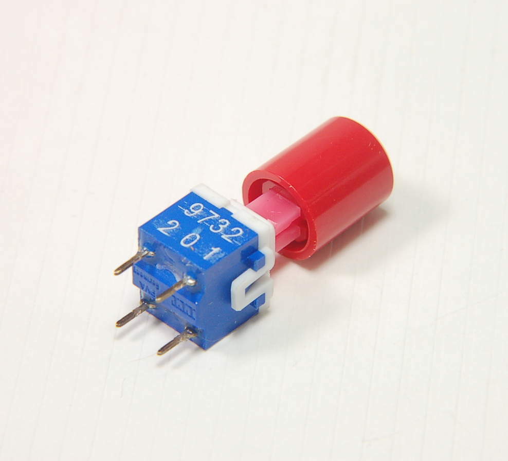 Lot of 8 - C&K ITT Cannon - Pushbutton Switch, DPST Latching Panel Tactile Key. 