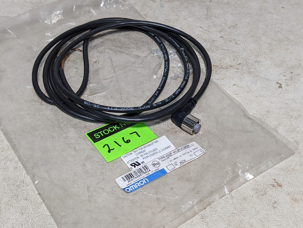 omron XS2F-M12PVC3A2M connector, CU AWG22, UL Rating 3A, 30VDC