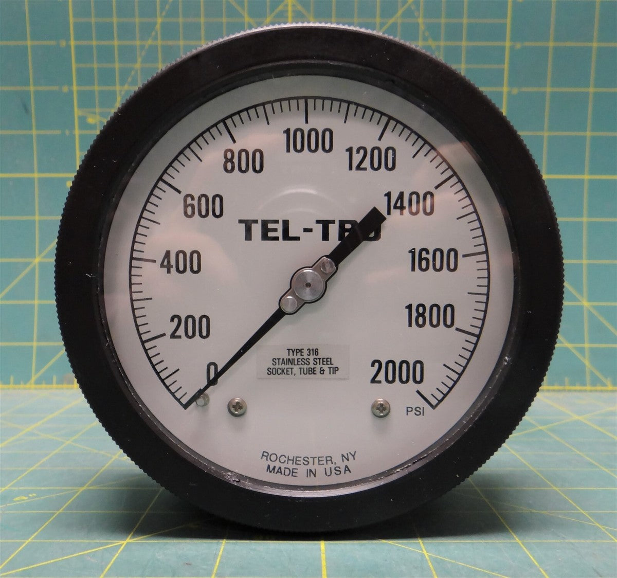 Tel-Tru 4.5" Process Gauge 0-2000 PSI 1/4" NPT Back Connection 4510SR4B1H5A