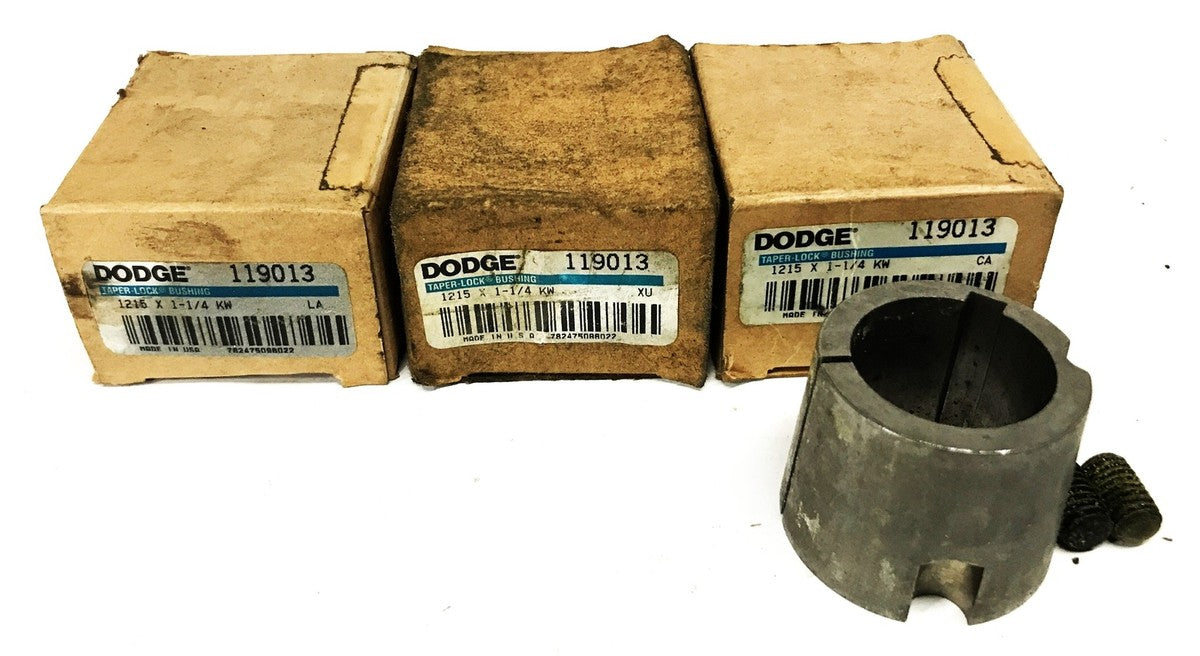 Dodge 1215-1-1/4 KW Taper Lock Bushing 119013 [Lot of 3] NOS