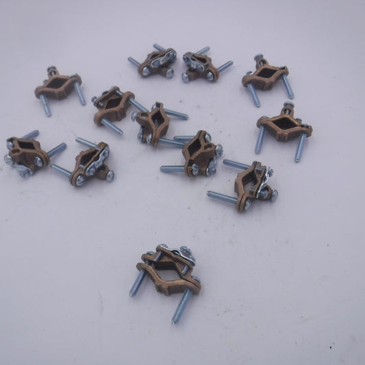 12 Pack Bronze Ground Wire Pipe Clamps 1/2"-1" for Armored Wire G50011 471507