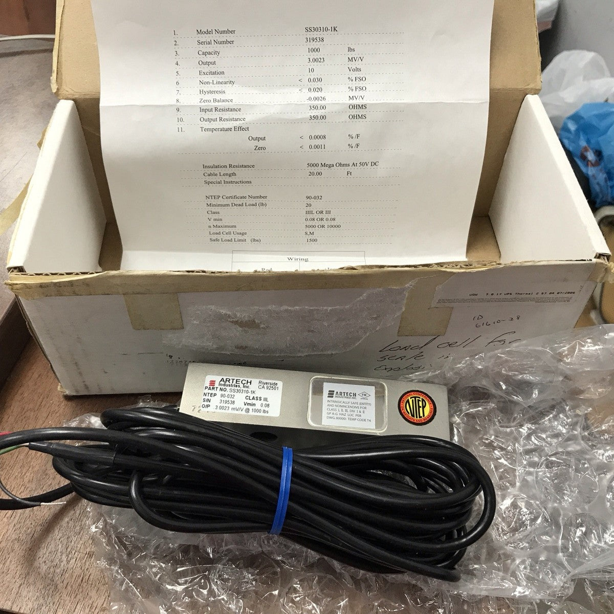 ARTECH SS30310-1K Load Cell SS30310 1000 Lbs