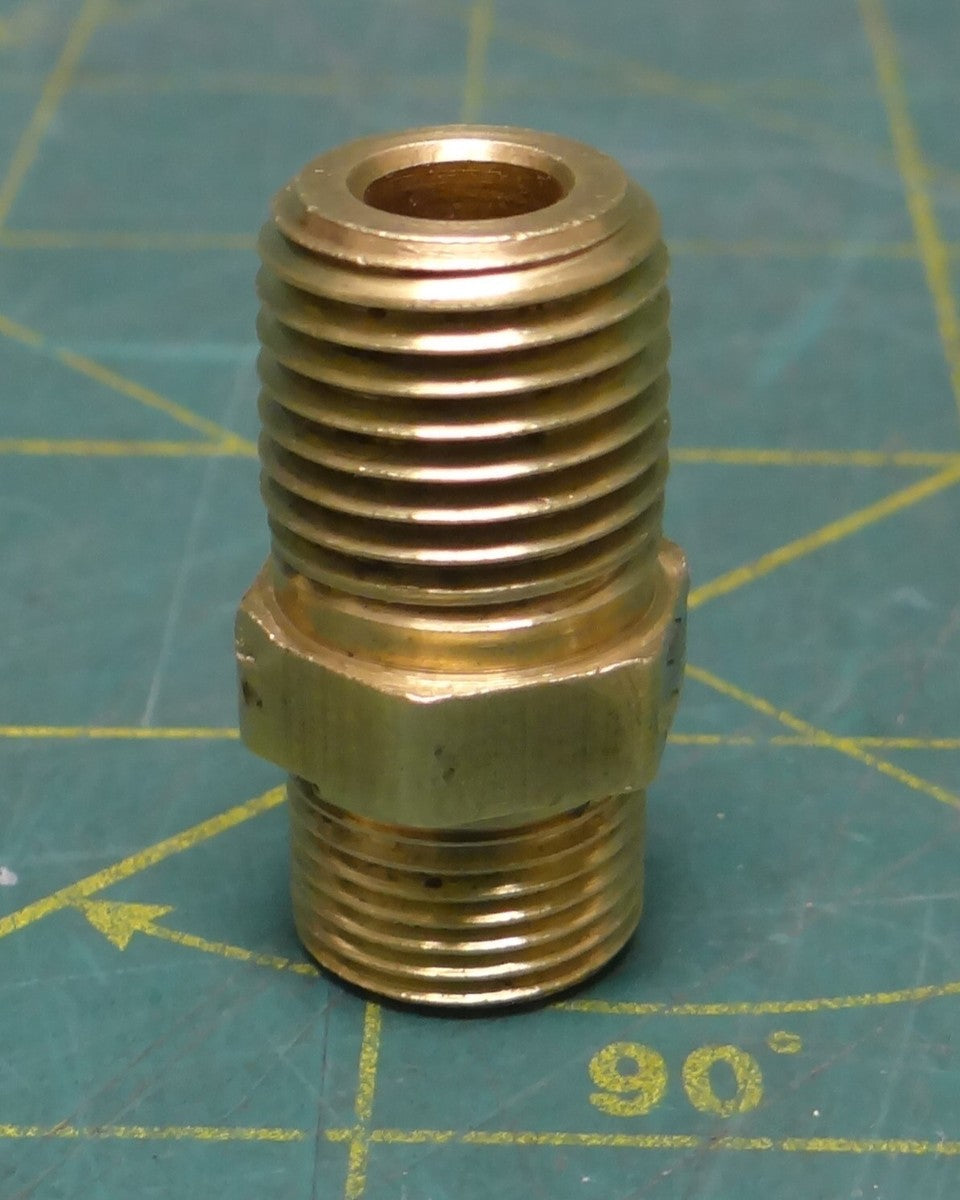 1/2" Male SAE X 1/4" Male NPT Brass Straight Adapter Pipe Fitting Nipple