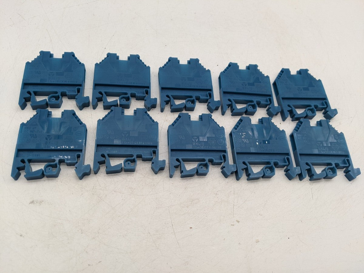 Lot 10 Wieland WK4/U Terminal Block DIN Rail Mount Feed Through 20-10 AWG - Blue