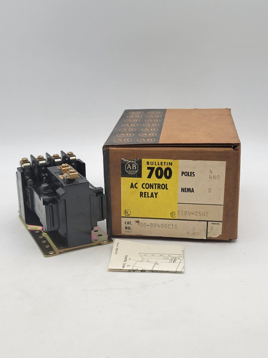 Allen-Bradley 700-BR400C11 Bulletin 700 AC Control Relay 110V 25HZ 4P Series A