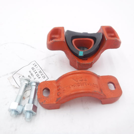 2" x 1" Threaded Mechanical Tee  V-M21/V-M22, Orange w/Green Stripe Gasket