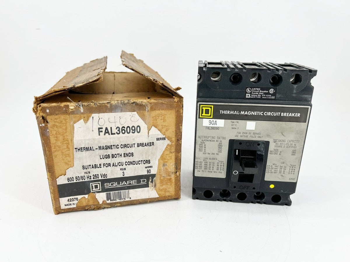 New Square D FAL36090 Circuit Breaker 3 Pole 600V 90A 60/60Hz