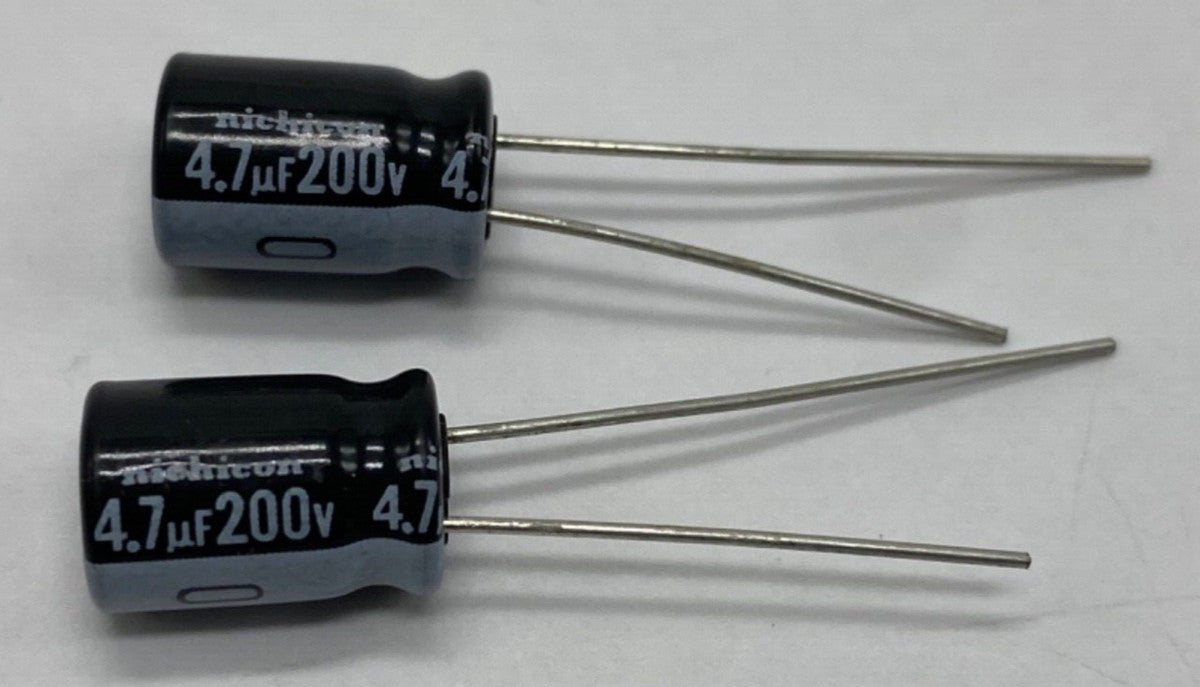 Pack of 2, Nichicon UVZ2D4R7MPD electrolytic capacitor radial lead 4.7uf/200V